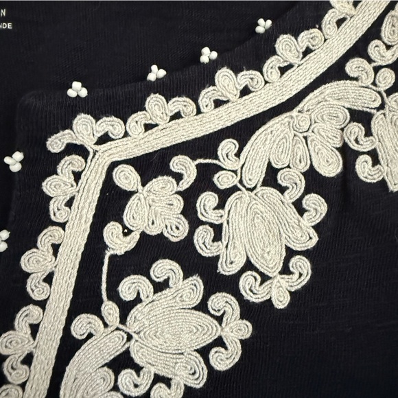 Talbots Large Blue & White Cotton Embroidered 3/4 Sleeve Blouse - Picture 4 of 5